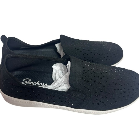 Skechers air cooled memory foam black slip on shoes with rhinestones size 8.5 - Picture 4 of 10